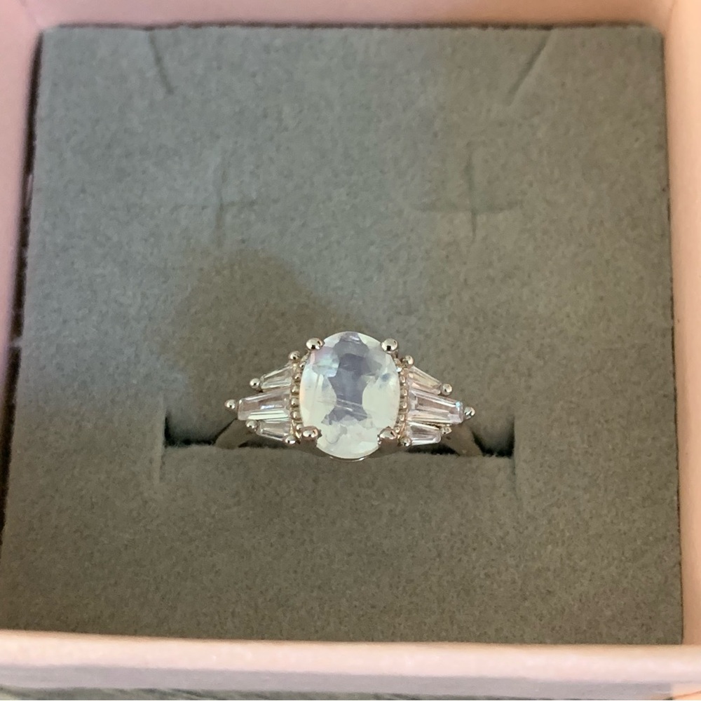 Moss Agate Moonstone 925 Sterling Silver Ring 5 - Picture 6 of 8